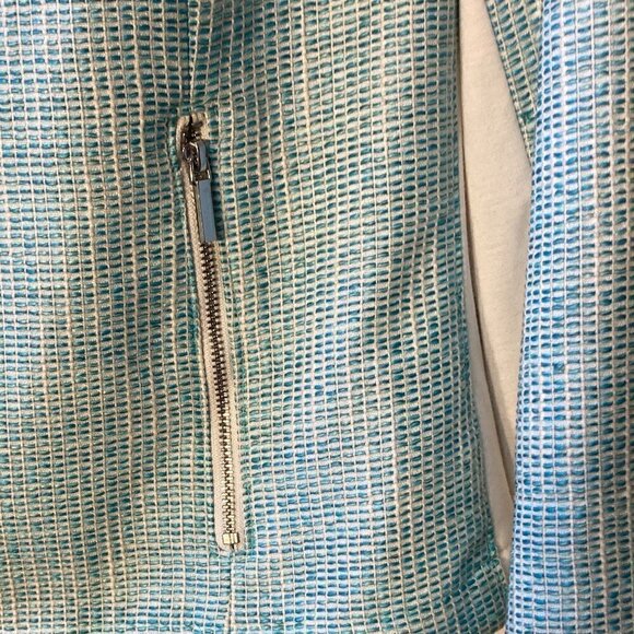 Lane Bryant SZ 26 Aqua & Cream Zip front Jacket Academia Modern Career Y2K - Picture 3 of 8